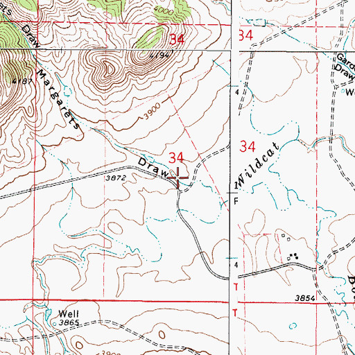 Topographic Map of Margarets Draw, WY