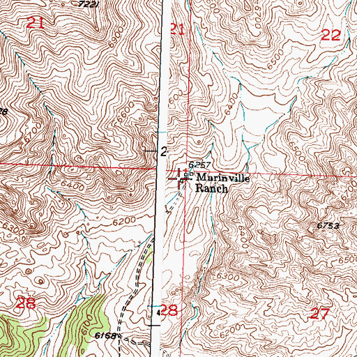 Topographic Map of Marinville Ranch, WY