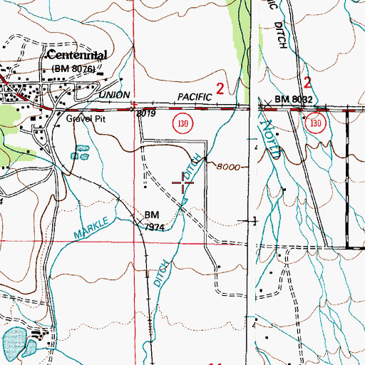 Topographic Map of Markle Ditch, WY