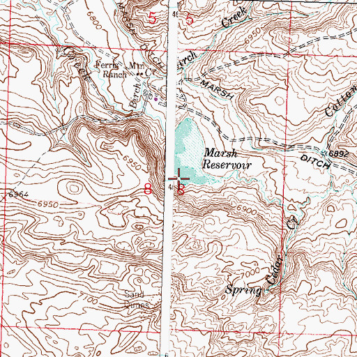 Topographic Map of Marsh Reservoir, WY