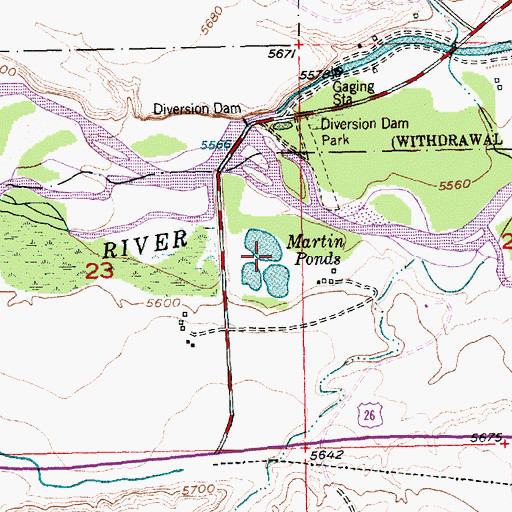 Topographic Map of Martin Ponds, WY