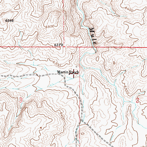 Topographic Map of Martin Ranch, WY