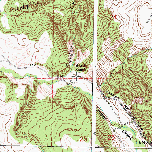Topographic Map of Martin Ranch, WY