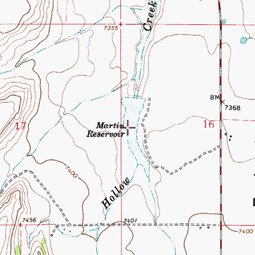 Topographic Map of Martin Reservoir, WY