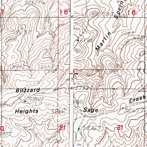 Topographic Map of Martin Spring, WY