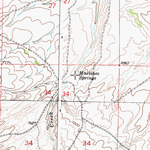 Topographic Map of Martinez Springs, WY