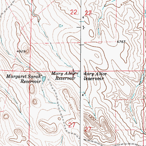 Topographic Map of Mary Alice Reservoir, WY