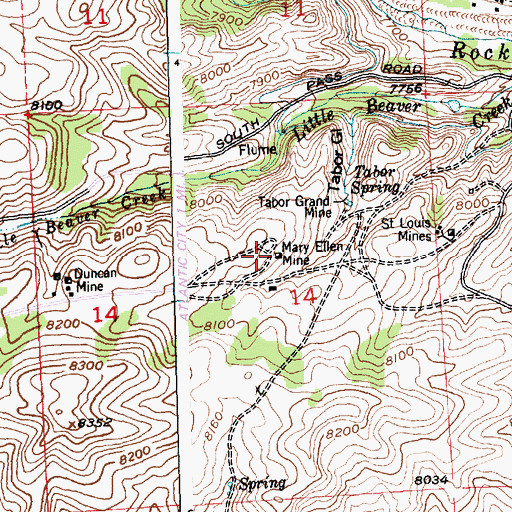 Topographic Map of Mary Ellen Mine, WY