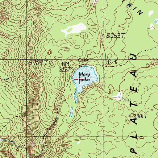 Topographic Map of Mary Lake, WY