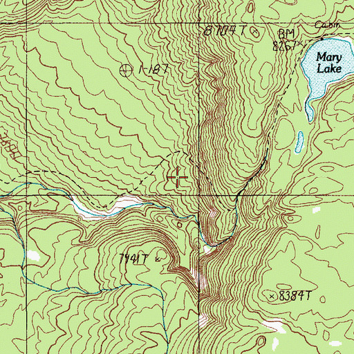 Topographic Map of Mary Mountain Trail, WY