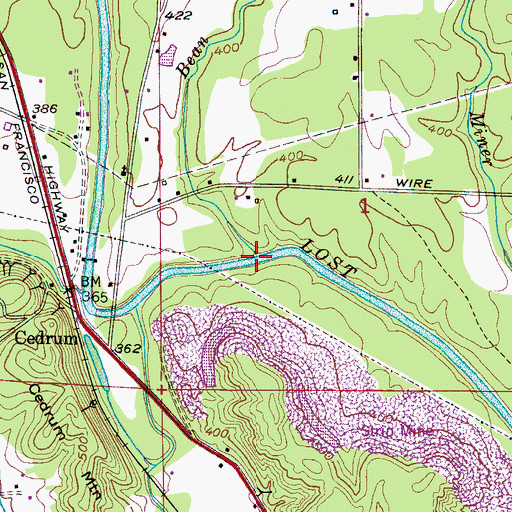 Topographic Map of Bean River, AL