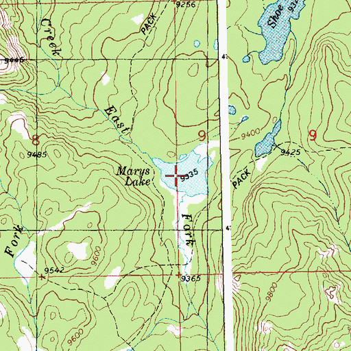 Topographic Map of Marys Lake, WY