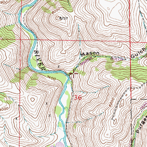 Topographic Map of Mason Gulch, WY