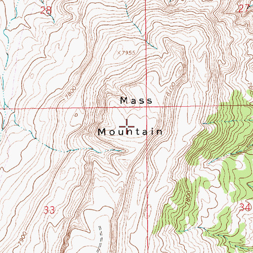 Topographic Map of Mass Mountain, WY