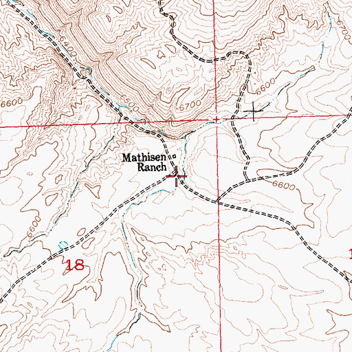 Topographic Map of Mathisen Ranch, WY