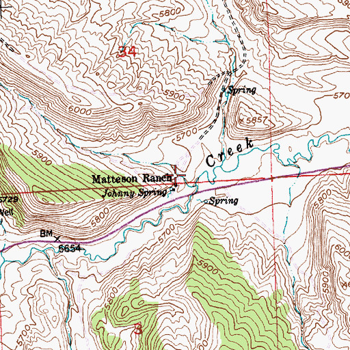 Topographic Map of Matteson Ranch, WY