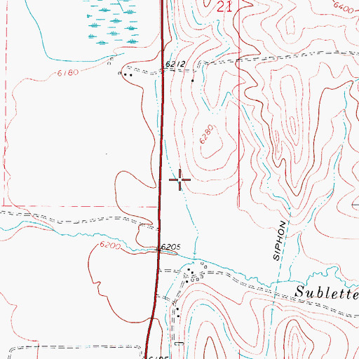 Topographic Map of Mau Ditch, WY