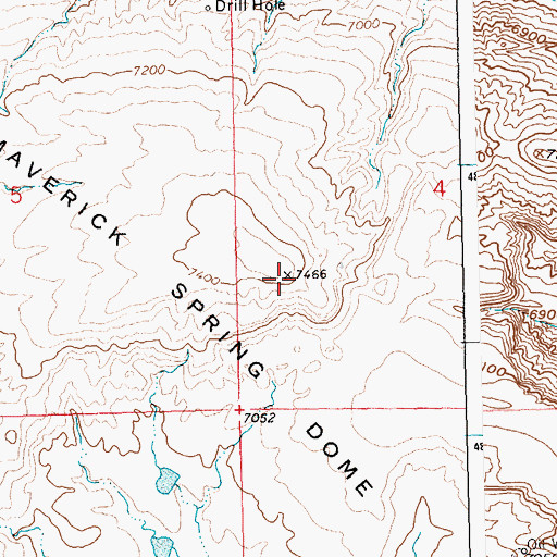 Topographic Map of Maverick Spring Dome, WY