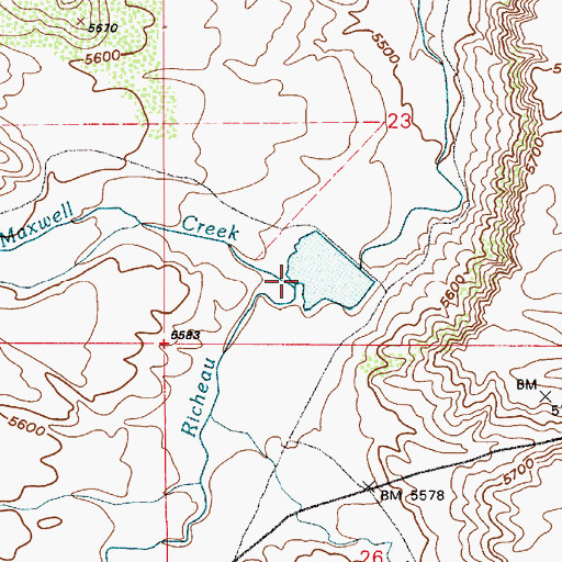 Topographic Map of Maxwell Creek, WY