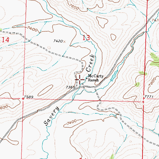 Topographic Map of McCarty Ranch, WY