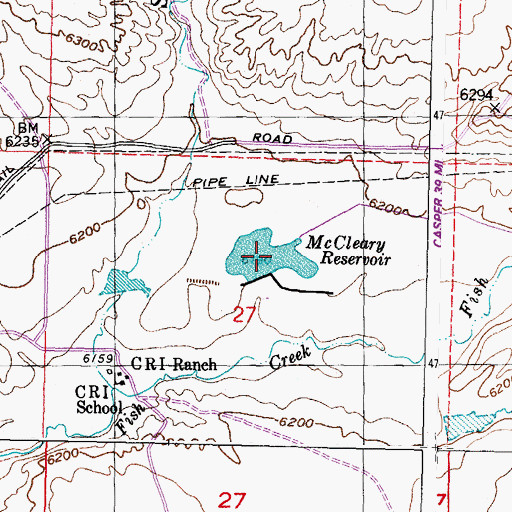 Topographic Map of McCleary Reservoir, WY