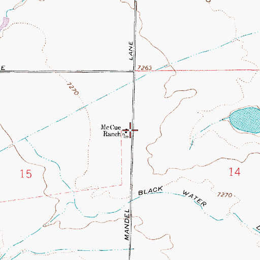 Topographic Map of McCue Ranch, WY