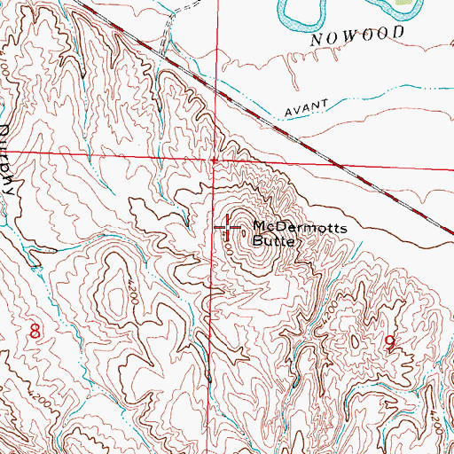 Topographic Map of McDermotts Butte, WY