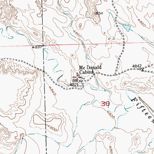 Topographic Map of McDonald Cabins, WY