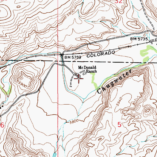 Topographic Map of McDonald Ranch, WY