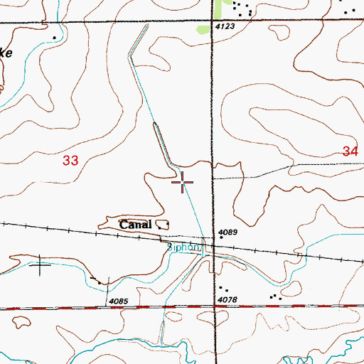 Topographic Map of McElhaney Drain, WY