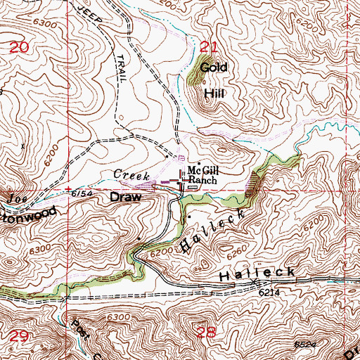 Topographic Map of McGill Ranch, WY