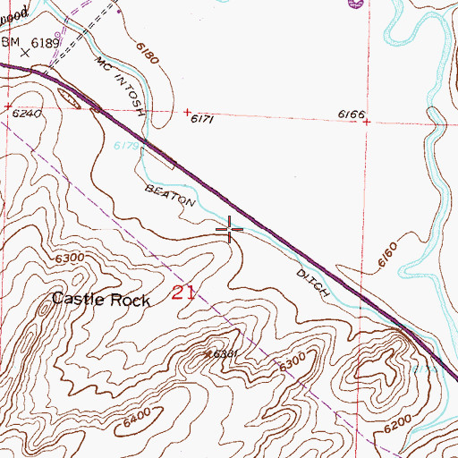 Topographic Map of McIntosh Beaton Ditch, WY