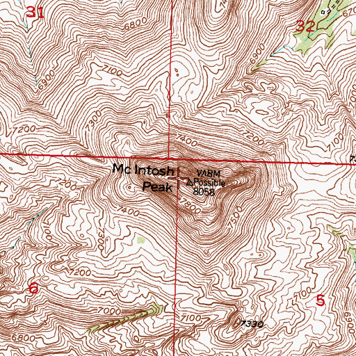 Topographic Map of McIntosh Peak, WY