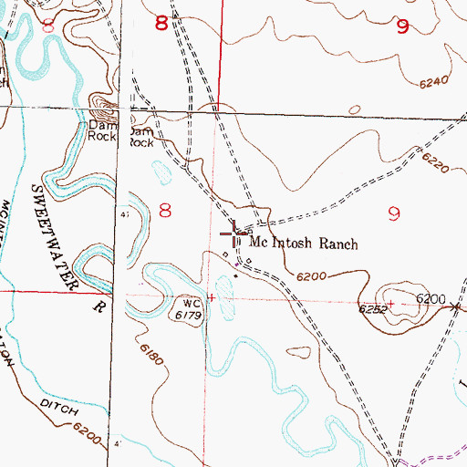 Topographic Map of McIntosh Ranch, WY