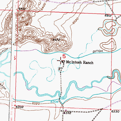 Topographic Map of McIntosh Ranch, WY