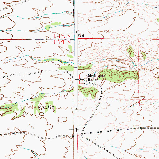 Topographic Map of McIntyre Ranch, WY