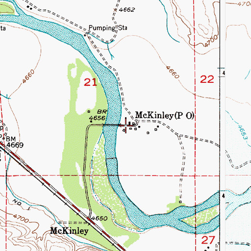Topographic Map of McKinley Post Office, WY