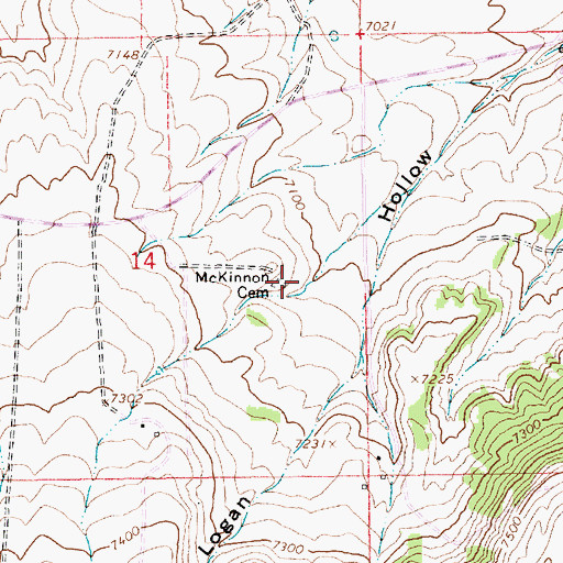 Topographic Map of McKinnon Terry Ranch Cemetery, WY