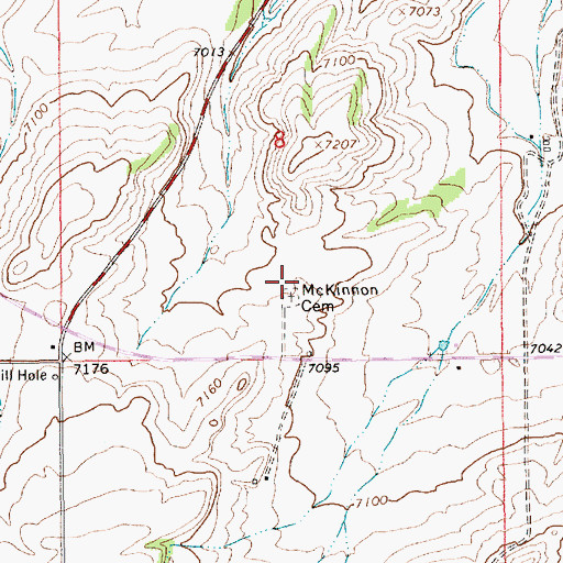 Topographic Map of McKinnon Cemetery, WY