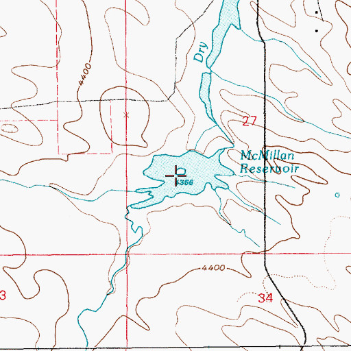 Topographic Map of McMillan Reservoir, WY