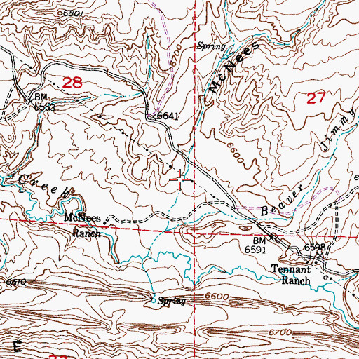 Topographic Map of McNees Draw, WY