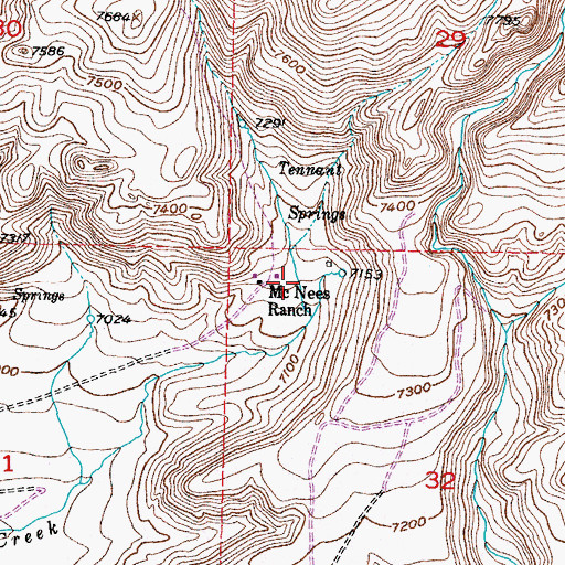 Topographic Map of McNees Ranch, WY