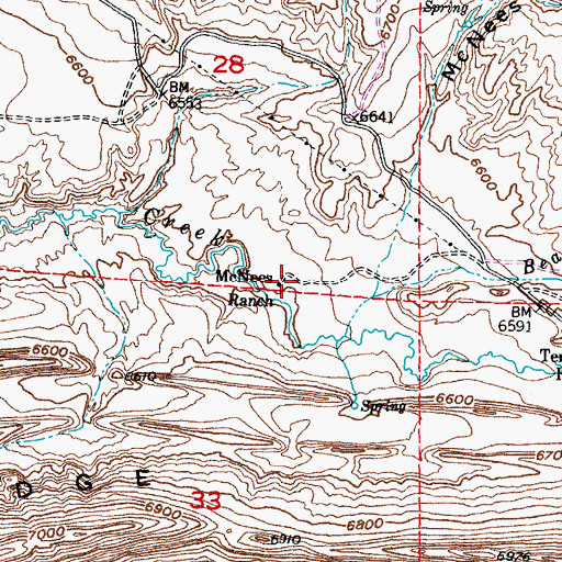 Topographic Map of McNees Ranch, WY