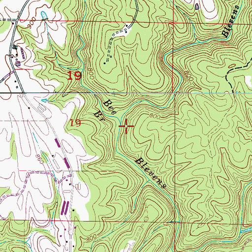 Topographic Map of Bee Branch, AL