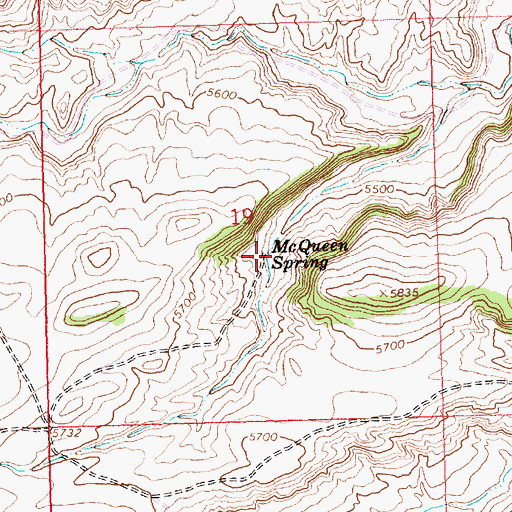 Topographic Map of McQueen Spring, WY