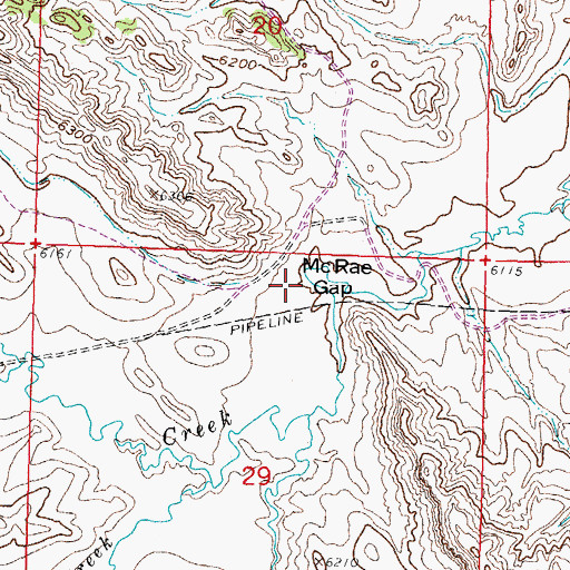 Topographic Map of McRae Gap, WY