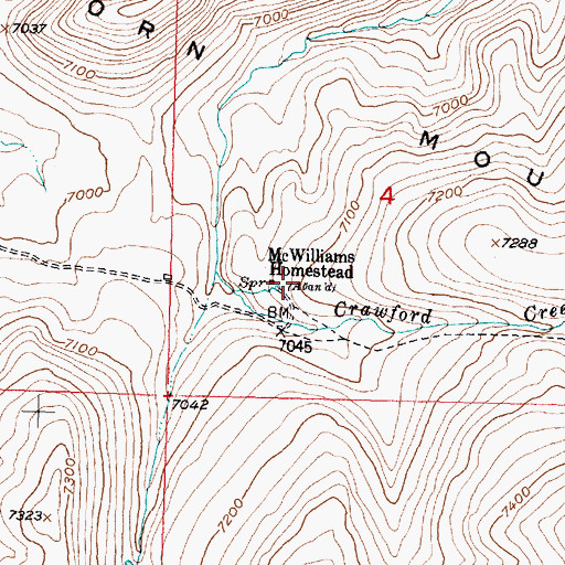 Topographic Map of McWilliams Homestead, WY