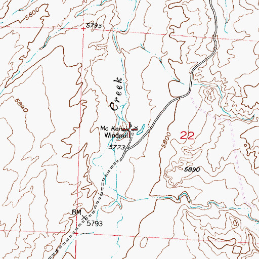 Topographic Map of McKenzie Windmill, WY