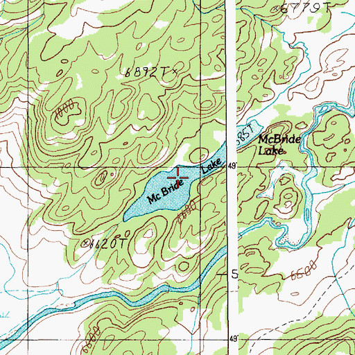 Topographic Map of McBride Lake, WY