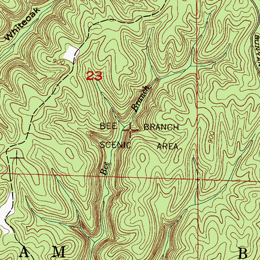 Topographic Map of Bee Branch Scenic Area, AL